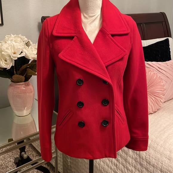 Red Old Navy Pea Coat - Picture 1 of 13